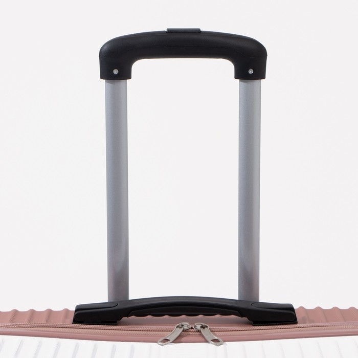 Чемодан большой 85 л (L), отдел на молнии, кодовый замок, цвет белый/розовый Чемодан большой 85 л (L), отдел на молнии, кодовый замок, цвет белый/розовый