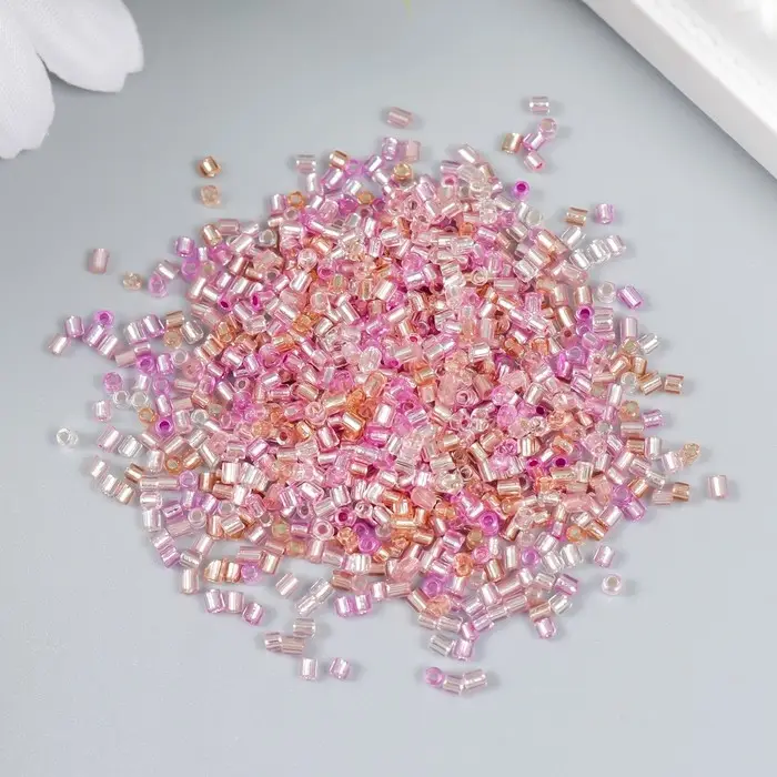 Бисер стекло 12/0  Бисер стекло 12/0 "Цилиндр. Розовый меланж" 10 гр