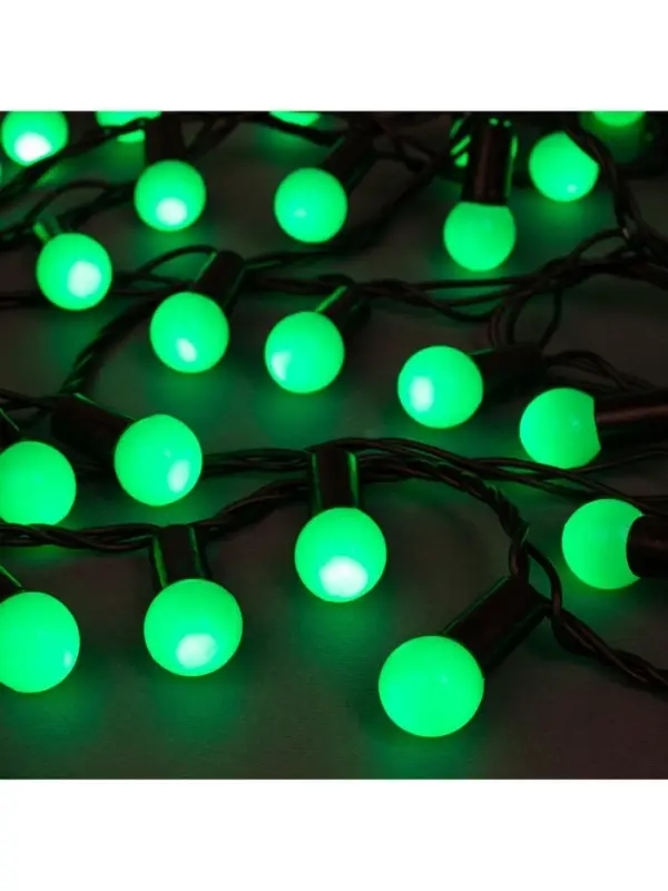 Гирлянда &laquo;Нить&raquo; 20 м с насадками &laquo;Шарики 1.5 см&raquo;, IP44, тёмная нить, 200 LED, свечение зелёное, 8 режимов, 220 В