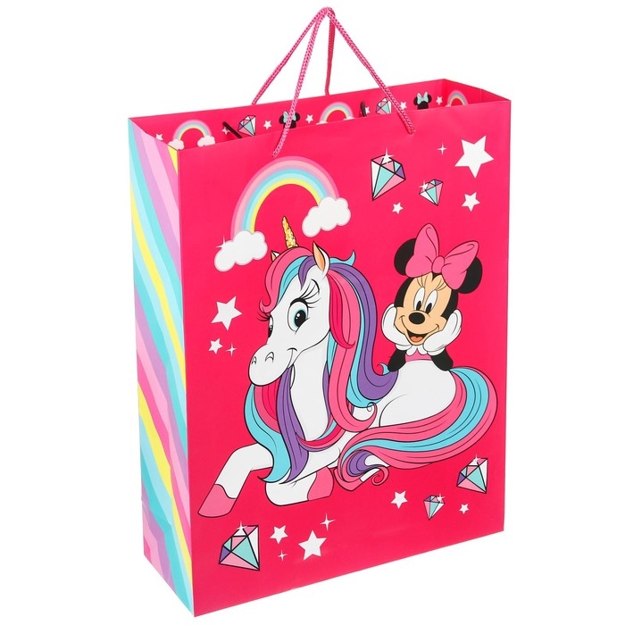 Пакет подарочный, 31х40х11.5 см, упаковка, Минни Маус и Единорог