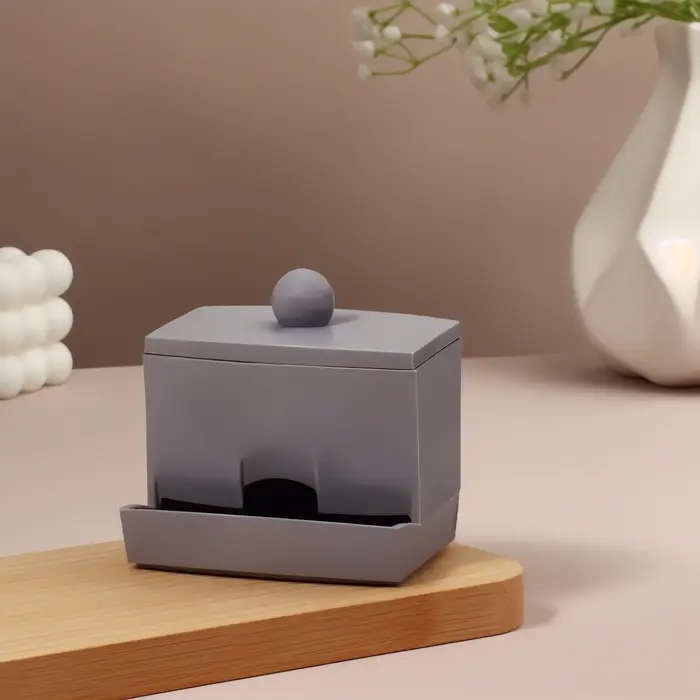 Органайзер для ватных палочек, с крышкой, 9&times;6.5&times;7.5 см, МИКС