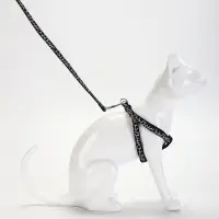 Шлейка с поводком &laquo;Жираф&raquo;, ширина 1 см, поводок 120 см, шлейка 23-35 см, чёрная, белая