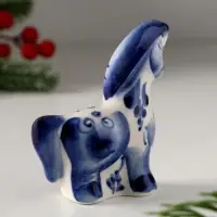 Сувенир Конь с гривой, 8х7,5 см, гжель
