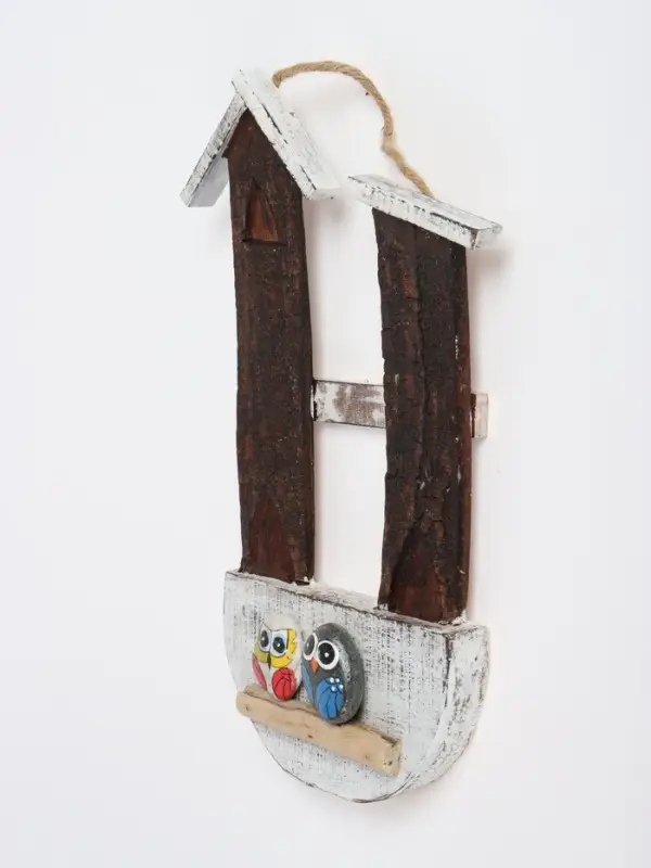 Декоративные крючки &laquo;Скворечник с воробьями&raquo;, 25&times;6&times;35 см, дерево албезия