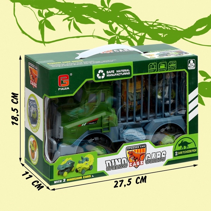 Грузовик-парковка &laquo;ДиноTruck&raquo;, 2 машинки-динозавра в клетке