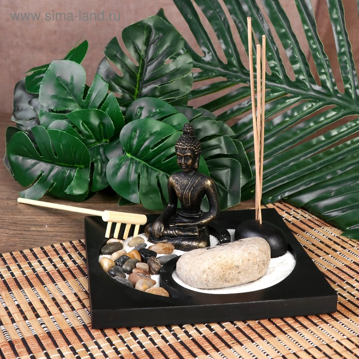 Сад камней Дзен  Сад камней Дзен "Будда инь-ян" песок+камни+аромапалочка 10х15х15 см
