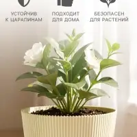 Горшок для цветов с поддоном, пластиковый, 1 л, d=13.5, h=13.5 см, бежевый