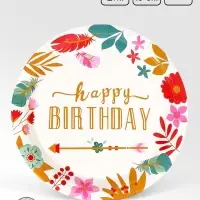 Тарелки одноразовые бумажные Happy birthday, 10 шт.