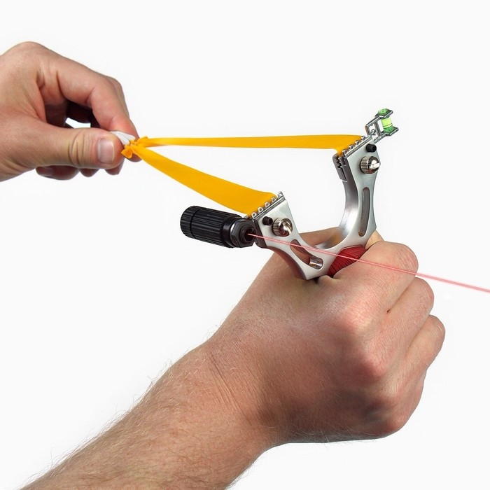 Рогатка спортивная, рыболовная Рогатка спортивная, рыболовная "Бук" с уровнем, прицелом и жгутом для стрел, металл, 11 см