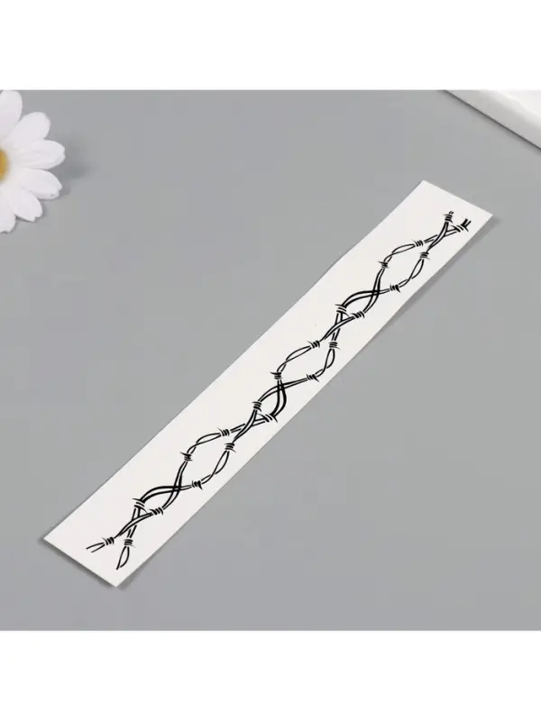 Переводная тату на тело чёрная «Браслет. Колючая проволока. Волны», 20×3 см Переводная тату на тело чёрная «Браслет. Колючая проволока. Волны», 20×3 см