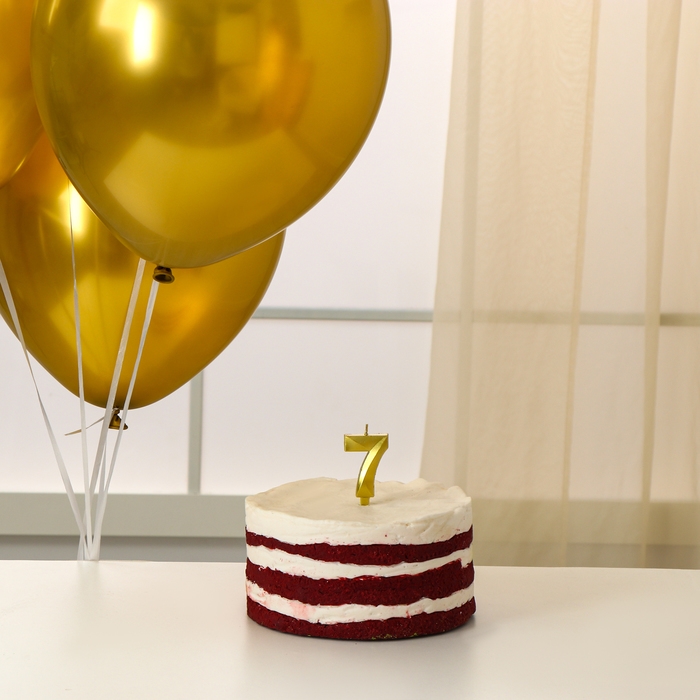 Свечи для торта + 5 шаров, цифра 7, золото Свечи для торта + 5 шаров, цифра 7, золото