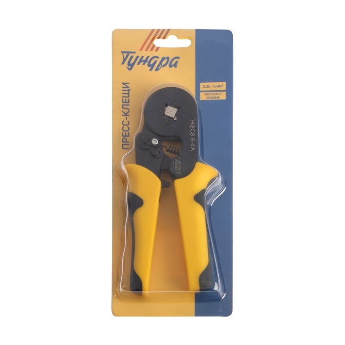 Пресс-клещи ТУНДРА, для опрессовки втулочных наконечников 0.25 - 10 мм2, 4-гран. обжим Пресс-клещи ТУНДРА, для опрессовки втулочных наконечников 0.25 - 10 мм2, 4-гран. обжим