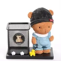 Фигура - карандашница&laquo;Медвежонок с уточкой&raquo; полистоун, 8.9&times;15.7&times;16 см