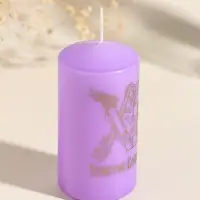 Свеча пасхальная столбик "ХВ" 5х10 см, сиреневый