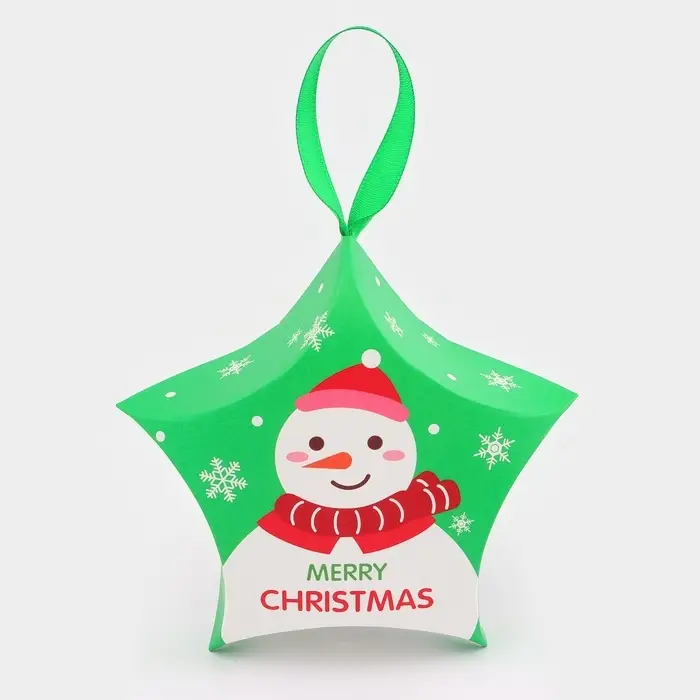 Подарочная коробка игрушка на ёлку складная «Звезда снеговик» 7×5.5×2 см Подарочная коробка игрушка на ёлку складная «Звезда снеговик» 7×5.5×2 см