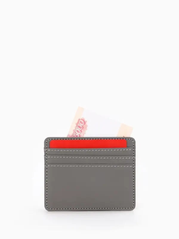 Картхолдер, на 3 карты, отделение для купюр, серый