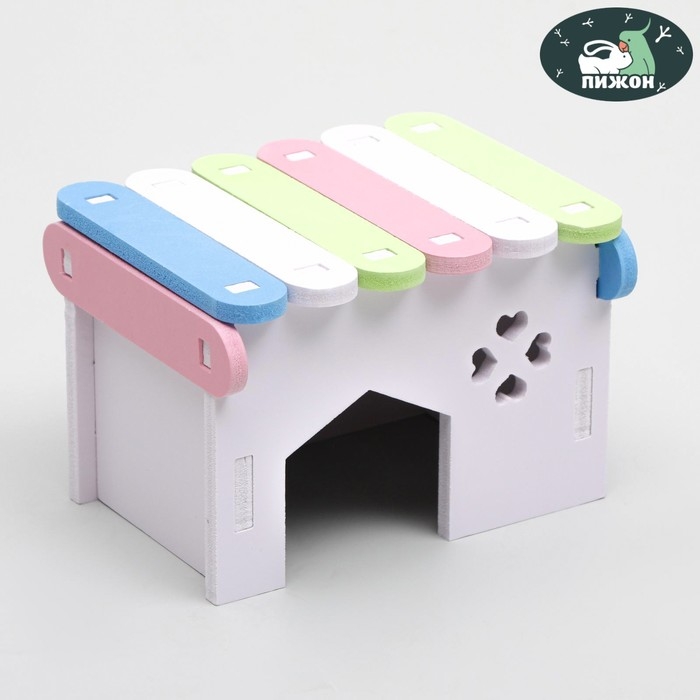 Домик для грызунов с разноцветной крышей, 12 х 7,5 х 8 см, микс цветов Домик для грызунов с разноцветной крышей, 12 х 7,5 х 8 см, микс цветов