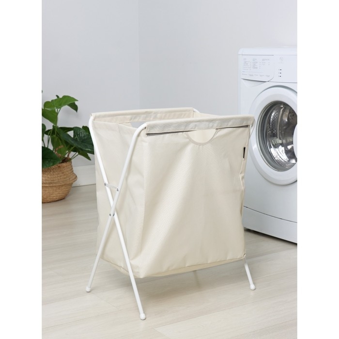 Корзина-мешок для белья на металлокаркасе, 53×39×62 см, цвет бежевый Корзина-мешок для белья на металлокаркасе, 53×39×62 см, цвет бежевый