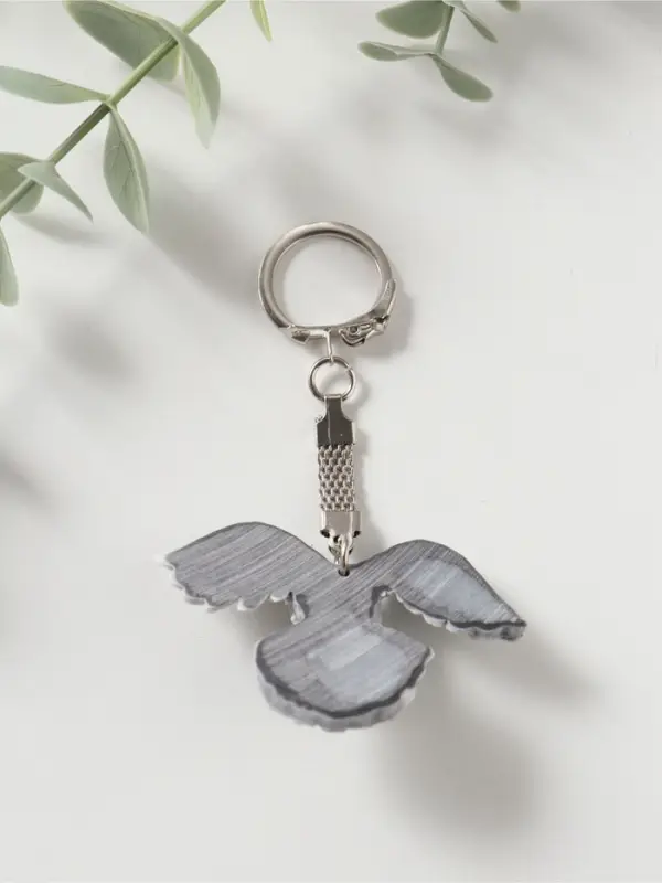 Брелок "Сова полярная с расправленными крыльями" (барельеф) , 4,1см