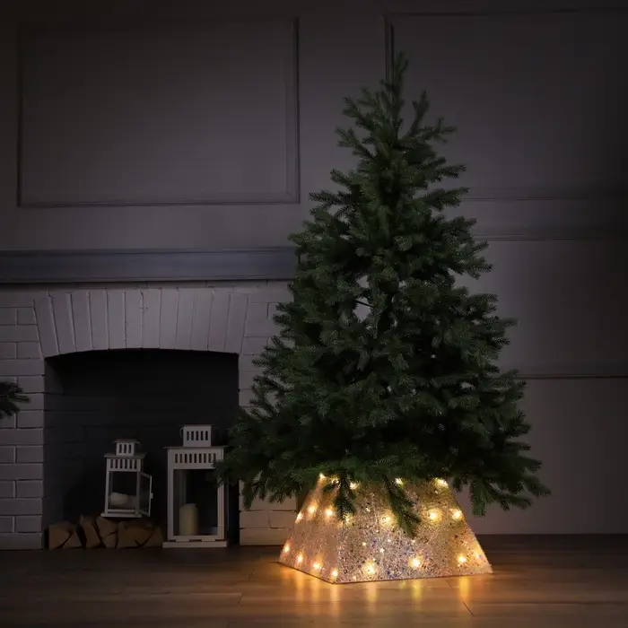 Юбка для елки, с подсветкой,  Юбка для елки, с подсветкой, "Белая", 50х30х7 см, 35LED, батарейки ААх3 (не в комплекте), свечение тёплое белое