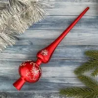 Верхушка на ёлку &laquo;Узорная снежинка&raquo; 28 см, красный