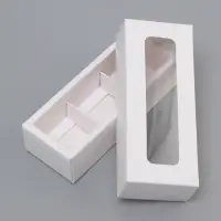 Коробка для 3 конфеты, с окном, белый 13&times;5&times;3.3 см
