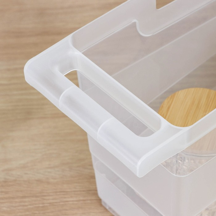 Контейнер хозяйственный с ручкой на колёсиках, 12,5 л, 45×16×25,5 см, прозрачный Контейнер хозяйственный с ручкой на колёсиках, 12,5 л, 45×16×25,5 см, прозрачный