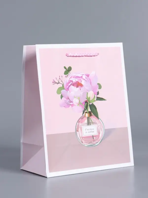 Пакет подарочный ламинированный "Счастья и любви" 18 х 22,3 х 10 см