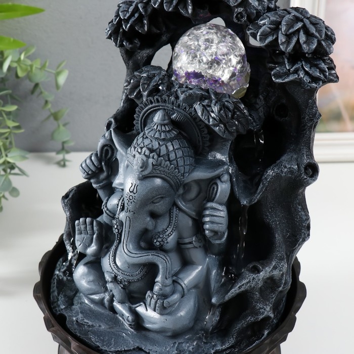 Фонтан настольный с подсветкой Фонтан настольный с подсветкой "Ганеша сидит под деревом" серый 20,5х20,5х30 см