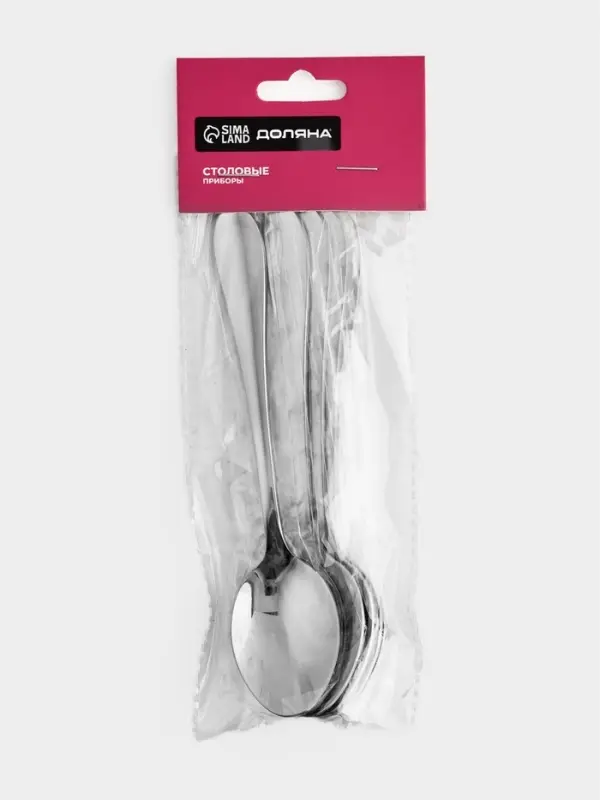 Набор чайных ложек Доляна &laquo;Симпли&raquo;, длина 15.2 см, 6 шт., нержавеющая сталь, серебристый