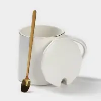 Кружка с ложкой Simple, 350 мл, керамика, белая