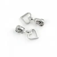Бегунок для металлической молнии, №5, &laquo;Сердце&raquo;, 10 шт., цвет никель
