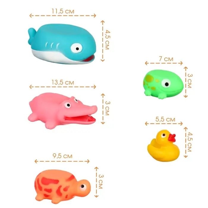 Резиновые игрушки для ванны Крошка Я &laquo;Пирамидка-брызгалка&raquo;, 20 см, с пищалкой, в наборе 5 шт.