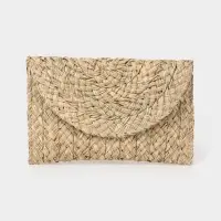 Сумка клатч плетёная из сиграсса, 26&times;16&times;3 см, бежевая