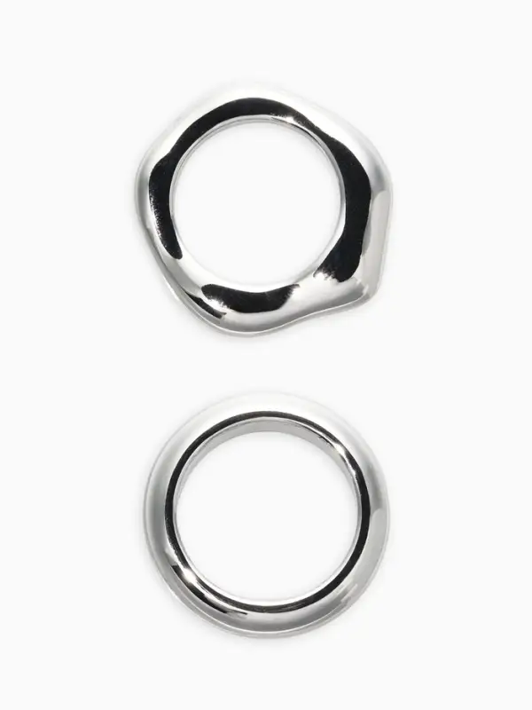 Кольцо пластик «Стиль», набор 2 шт. размер 17, цвет серебро Кольцо пластик «Стиль», набор 2 шт. размер 17, цвет серебро