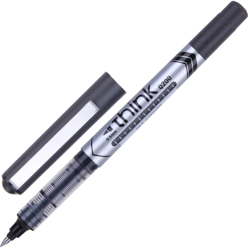 Роллер Deli Think, шарик 0,5 мм, линия 0,35 мм, черный EQ20020