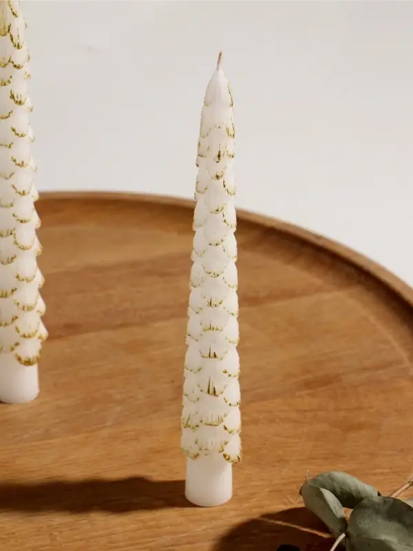 Набор новогодних свечей Набор новогодних свечей "Ель" 1,9х1,9х20 см, 2 шт, белый с золотом