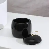 Набор аксессуаров для ванной комнаты SAVANNA Monro, 4 предмета, мыльница, дозатор для мыла 450 мл, стакан, баночка, чёрный