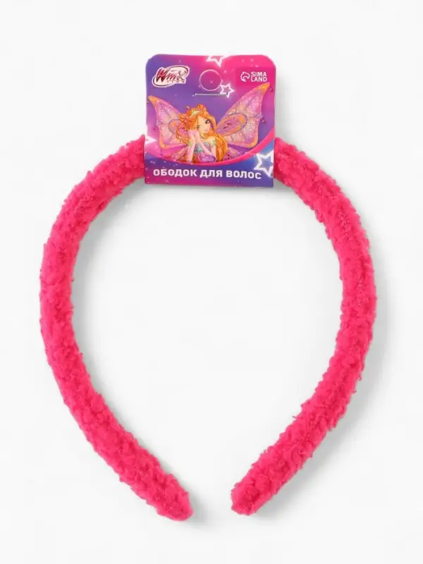 Ободок для волос плюшевый, розовый, Винкс