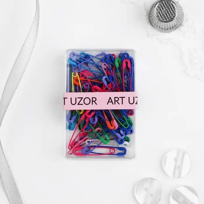 Булавки английские, 22 мм, 80 шт., цвет разноцветный