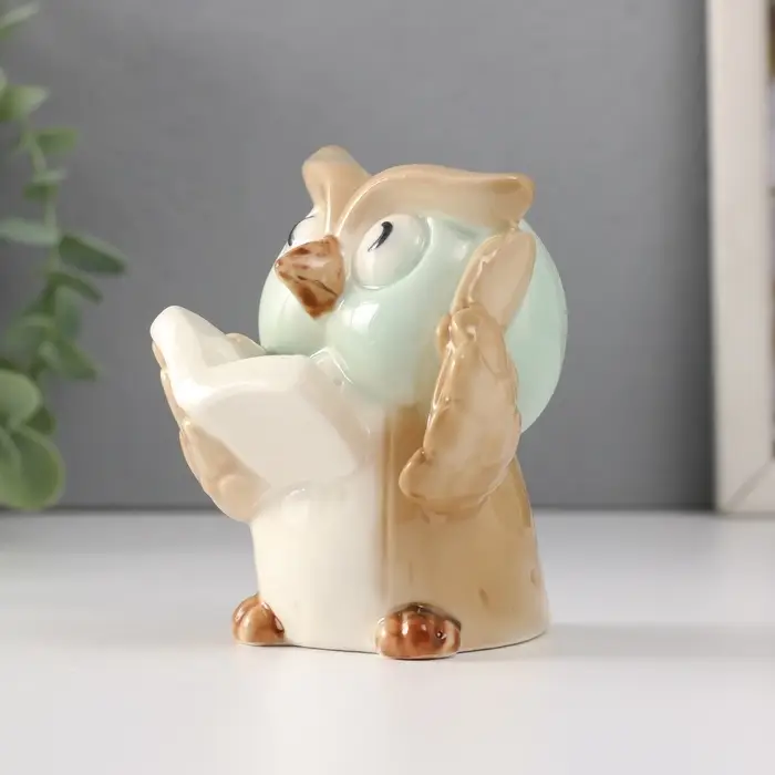 Фигурка керамика &laquo;Маленький филин с книгой&raquo;, 7&times;7&times;9 см