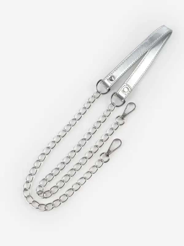 Ручка для сумки, с цепочками и карабинами, 120&times;1.8 см, цвет серебряный