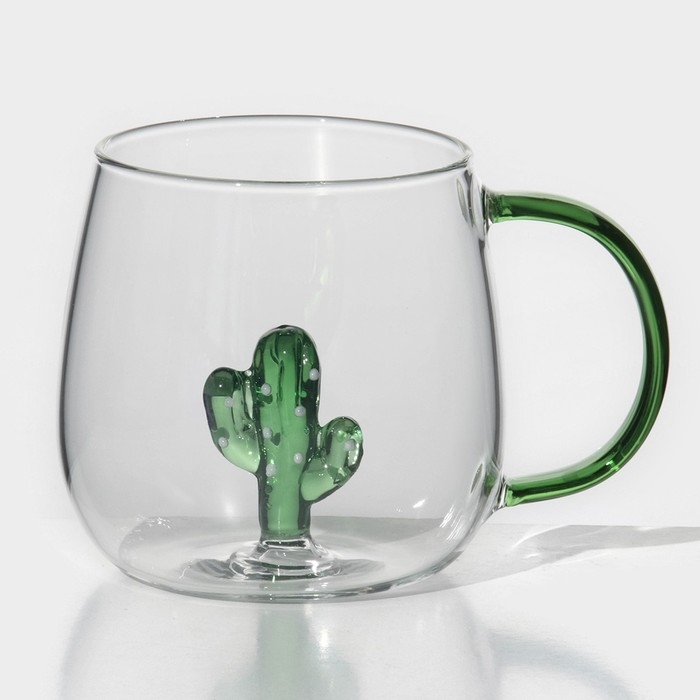 Кружка стеклянная с фигуркой на дне &laquo;Серен. Кактус&raquo;, 350 мл