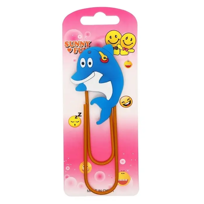 Закладка-скрепка большая «Дельфин», 11 см, МИКС Закладка-скрепка большая «Дельфин», 11 см, МИКС