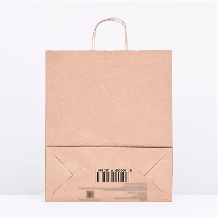Пакет бумажный крафт 90 г/м&sup2;, круглая ручка 35&times;15&times;42 см