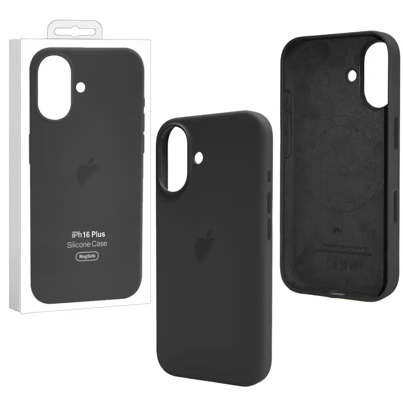 Чехол iPh 16 Plus Silicon Case 100% ORG (MagSafe + анимация NFC Clear) c LOGO Black