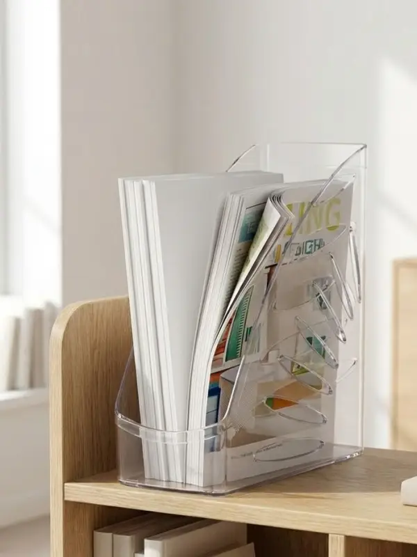 Лоток для бумаг Стамм &laquo;Лидер&raquo;, А4, вертикальный, 1 отделение, прозрачный, ширина 110 мм