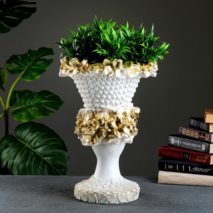 Вазон  Вазон "Кубок средний" белое золото, 1,8л/ 45х35см