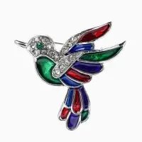 Брошь &laquo;Птица&raquo; голубка, цветная в серебре