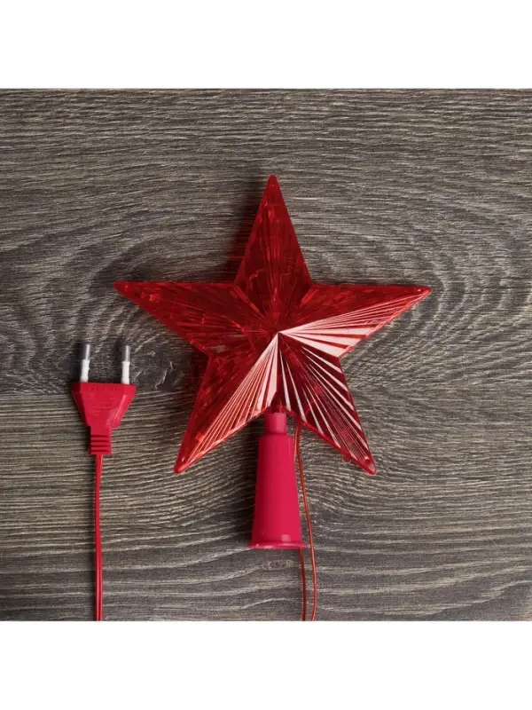 Светодиодная верхушка на ёлку &laquo;Звезда красная&raquo;, 15 см, 10 LED, 220 В, свечение красное